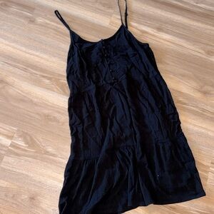 Black mini dress, tank straps!